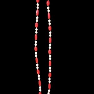 Elegant Red and White Beaded Necklace